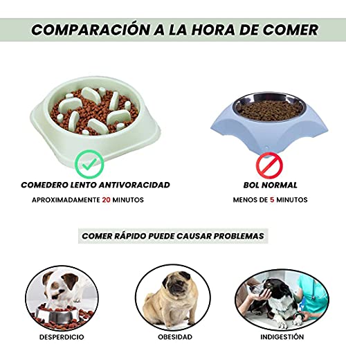 Desconocido Comedero Lento Perro, Plato Alimentación Lenta Antivoracidad Perros Ansiosos, Tazón Ansiedad Mascotas, Cuenco Interactivo Divertido Antideslizante con Obstáculos