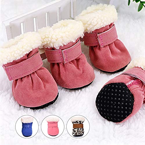 DHDHWL Botas para Perros Zapatos del perro del animal doméstico 4pcs impermeable botas de invierno for perros calcetines antideslizante perrito del gato lluvia botines nieve Calzado for los pequeños p