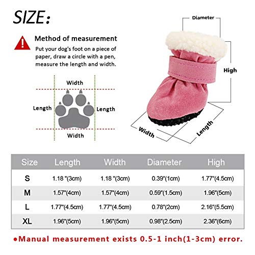 DHDHWL Botas para Perros Zapatos del perro del animal doméstico 4pcs impermeable botas de invierno for perros calcetines antideslizante perrito del gato lluvia botines nieve Calzado for los pequeños p