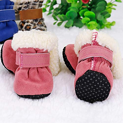 DHDHWL Botas para Perros Zapatos del perro del animal doméstico 4pcs impermeable botas de invierno for perros calcetines antideslizante perrito del gato lluvia botines nieve Calzado for los pequeños p