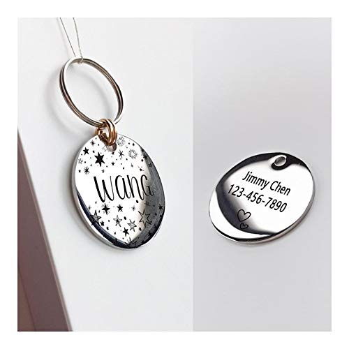 DHDHWL Placas Identificación Etiqueta personalizada del gato del perro Identificación de fuentes de doble cara grabado for la Pequeña Mediana Grande collar de perro for mascotas Accesorios Etiquetas P