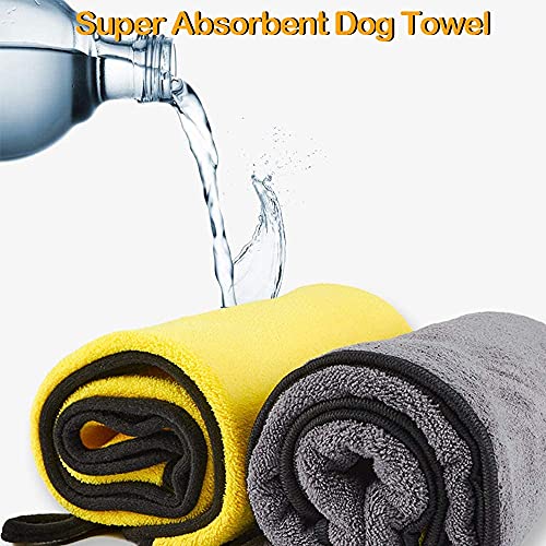 Dhohoo Toalla para Perros, Ultra Absorbente, Toalla de Secado para Perros, para el baño, 100 × 55 cm, para Todos los Perros, Gatos, Toallas de Microfibra Suaves y duraderas (2 Unidades)