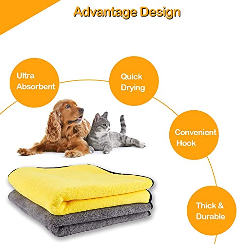 Dhohoo Toalla para Perros, Ultra Absorbente, Toalla de Secado para Perros, para el baño, 100 × 55 cm, para Todos los Perros, Gatos, Toallas de Microfibra Suaves y duraderas (2 Unidades)