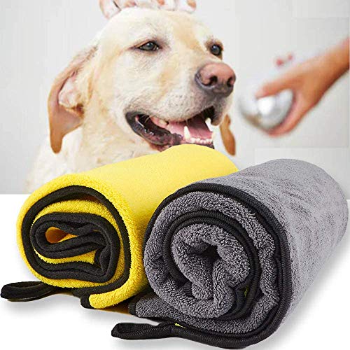 Dhohoo Toalla para Perros, Ultra Absorbente, Toalla de Secado para Perros, para el baño, 100 × 55 cm, para Todos los Perros, Gatos, Toallas de Microfibra Suaves y duraderas (2 Unidades)