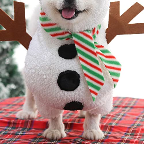 DHYBDZ Bonito Disfraz de Perro, Divertido Disfraz de Cosplay de muñeco de Nieve, Accesorio para Perros pequeños, Ropa de Abrigo navideña Decorativa Blanca para Invierno