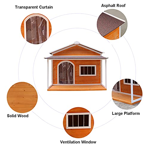 DHYBDZ Cabaña de Madera Grande para Perros al Aire Libre de 50"con Porche, Jaula de Perrera aislada Resistente a la Intemperie, casa de Mascotas para Perros Grandes y medianos