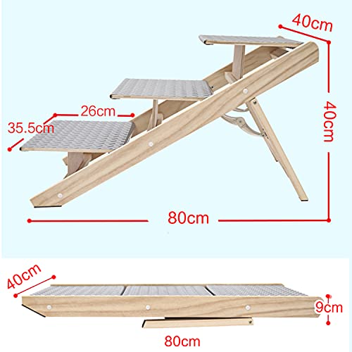 DHYBDZ Rampa de Madera para Perros 2 en 1, escaleras portátiles de 3 escalones para Mascotas para sofá Cama, Escalera de rampas Happy Ride para Perros y Gatos pequeños a Grandes