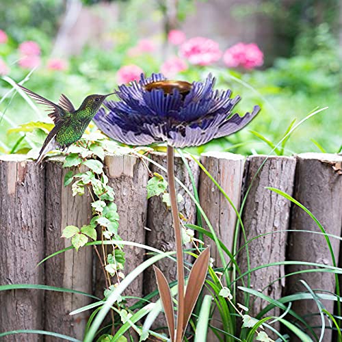 Dingyue Comedero para pájaros vertical de araña púrpura en forma de peonía al aire libre colibrí comedero para pájaro silvestre pinzón y pájaro azul colgante para adornos de jardín fuera de pie