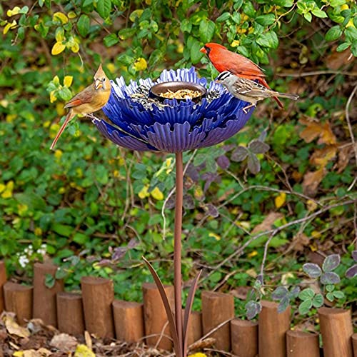 Dingyue Comedero para pájaros vertical de araña púrpura en forma de peonía al aire libre colibrí comedero para pájaro silvestre pinzón y pájaro azul colgante para adornos de jardín fuera de pie