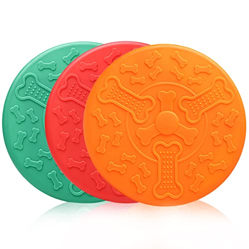 Disc Dog Hillylolly 3 Piezas Frisbeee para Perros, Frisbeee Perro Silicona, 18.4cm de Disco para Perros, Juguete Interactivo para Perros, Perros Juguetes para el Adiestramiento de Perros en Exteriores