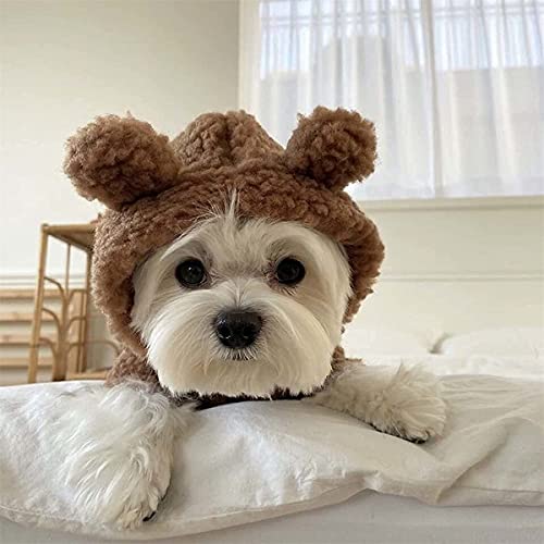 Disfraz de oso de peluche para perro, disfraz de oso de peluche para perro, disfraz de perro con orejas de oso de peluche, sudaderas con capucha de lana de color puro (XXL,B-Beige + camisa de fondo)