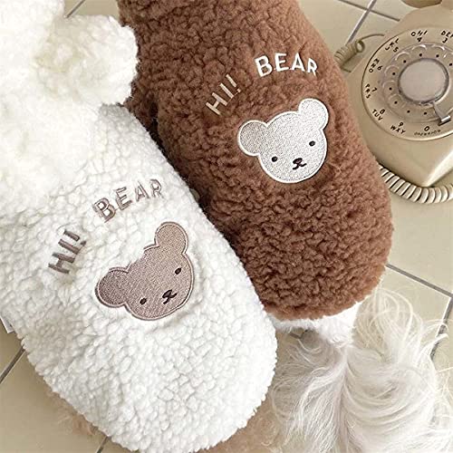 Disfraz de oso de peluche para perro, disfraz de oso de peluche para perro, disfraz de perro con orejas de oso de peluche, sudaderas con capucha de lana de color puro (XXL,B-Beige + camisa de fondo)