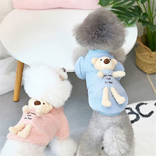 Disfraz de Oso de Peluche para Perro,Disfraz de Oso dee Peluche para Perro,Disfraz de Oso de Peluche ara Perro,Sudadera con Capucha de Lana para Cachorro,Ropa para Abrigo (A-azul, L)