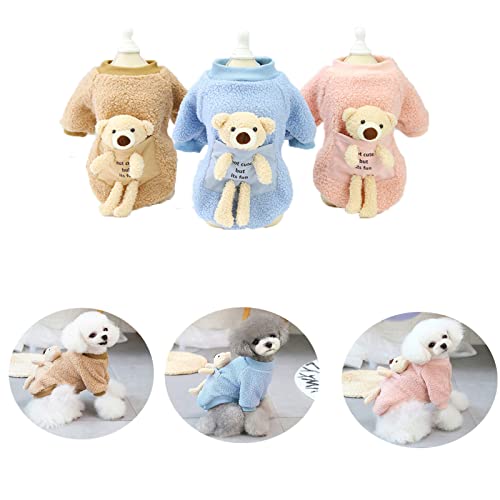 Disfraz de Oso de Peluche para Perro,Disfraz de Oso dee Peluche para Perro,Disfraz de Oso de Peluche ara Perro,Sudadera con Capucha de Lana para Cachorro,Ropa para Abrigo (A-azul, L)