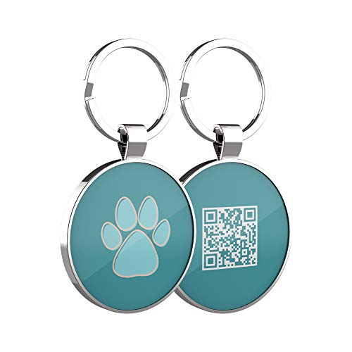 DISONTAG Placas para Perros,Placa para Perros Personalizadas, Etiqueta de identificación de mascota,QR posterior directo al perfil Guardar y mostrar información | Modificable