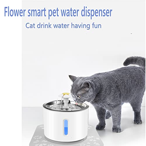 Dispensador Automático de Agua para Mascotas, Fuente de Alimentación para Gatos y Perros, con Filtro de Carbón Activo y Bomba de Agua, 2 Cepillos de Limpieza Fontanella, Luz LED Fontanella de 2,4 L