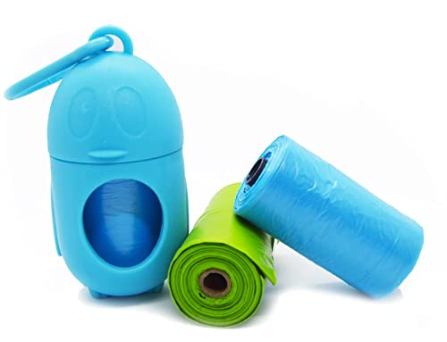 Dispensador de Bolsas de Caca de Perro 'PINGUINO Wow'- Dispensador para Guardar Bolsas de Caca para Perro de tu Color Favorito - Accesorio Porta Bolsas de Caca para Perro Mascota (Azul)