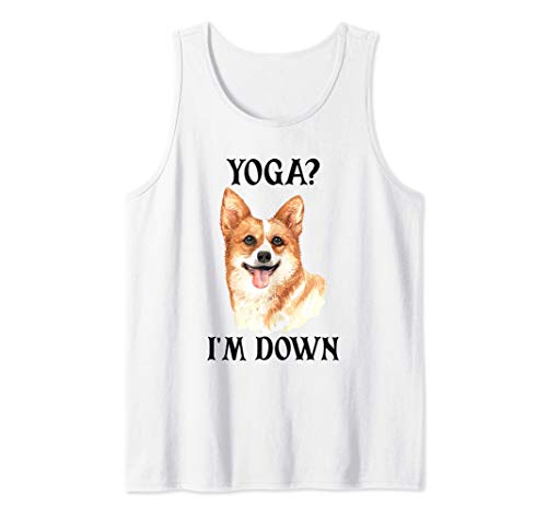 Divertido regalo de yoga para perros con un Corgi Camiseta sin Mangas