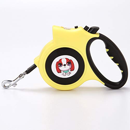 DLFALG Pet Products - Cuerda de tracción retráctil automática para pasear al Perro al Aire Libre, Resistente Cuerda Antideslizante y a Prueba de explosiones, Color Amarillo Canario, 5 Metros