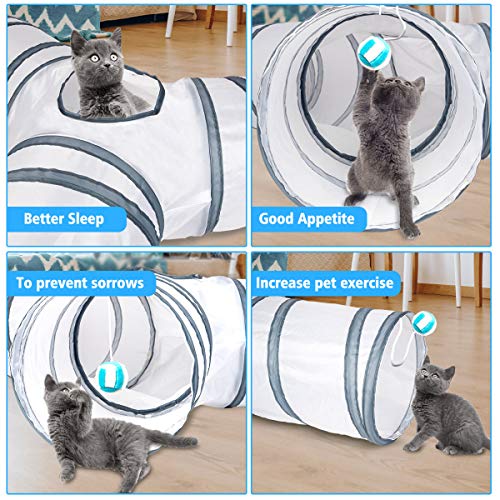 DMSL Túnel para Gatos de 3 vías, Juguete para Gatos Tubular Plegable, Juguete para Gatos Interactivo en Interiores y Exteriores. Adecuado para Gatitos, Cachorros, Conejos. Perros pequeños