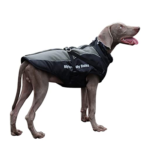 Dociote Abrigo para Perro con Arnes - Reflectante de Invierno Chaqueta Ropa con Forro Polar para Perros medianos y Grandes Gris 6XL