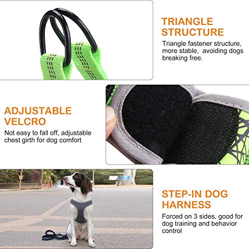 Dociote Arnés Antitirones Perro - Transpirable y Ajustable con Velcro y Lineas Reflectantes Chaleco para Perros Mediano y Grande L Verde