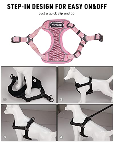 Dociote Arnes para Perros Medianos y Pequeños, Cómodo Arnés Pecho con Lineas para Gatos, Step-In Reflectantes Ajustable Arnés Perro Escape Proof para Correr Caminar Rosa M