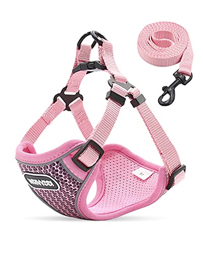 Dociote Arnes para Perros Medianos y Pequeños, Cómodo Arnés Pecho con Lineas para Gatos, Step-In Reflectantes Ajustable Arnés Perro Escape Proof para Correr Caminar Rosa M