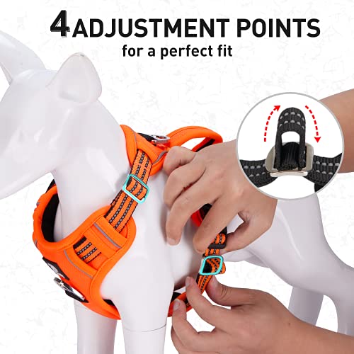 Dociote Arnés Perros Sin Tracción Large Chaleco Reflectante Ajustable para Perros Mediano Arnés para Perros Transpirable sin tracción con asa para Caminar, Entrenamiento Naranja M