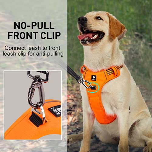 Dociote Arnés Perros Sin Tracción Large Chaleco Reflectante Ajustable para Perros Mediano Arnés para Perros Transpirable sin tracción con asa para Caminar, Entrenamiento Naranja M