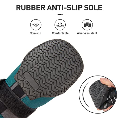 Dociote Botas para Perros, Juego de 4 Protectores Cálidos de Patas para Mascotas Impermeables de Invierno, Zapatos de Senderismo al Aire Libre Resistentes al Desgaste Gris 4#