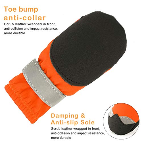 Dociote Zapatos de Perro - Antideslizante Protectores de Patas con Correas Resistente, Impermeables Botas para Perros Medianos y Grandes Naranja 8#