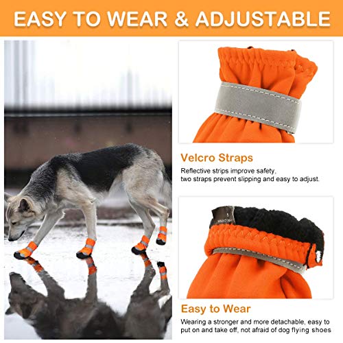 Dociote Zapatos de Perro - Antideslizante Protectores de Patas con Correas Resistente, Impermeables Botas para Perros Medianos y Grandes Naranja 8#