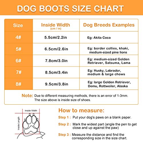 Dociote Zapatos de Perro - Antideslizante Protectores de Patas con Correas Resistente, Impermeables Botas para Perros Medianos y Grandes Naranja 8#