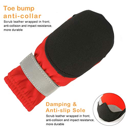 Dociote Zapatos de Perro - Antideslizante Protectores de Patas con Correas Resistente, Impermeables Botas para Perros Medianos y Grandes Rojo 6#