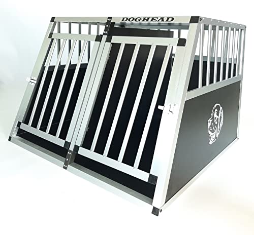 Doghead Caja de transporte para perros de aluminio, 95 x 85 x 63 cm, parte delantera inclinada/trasera recta, caja de transporte para perros