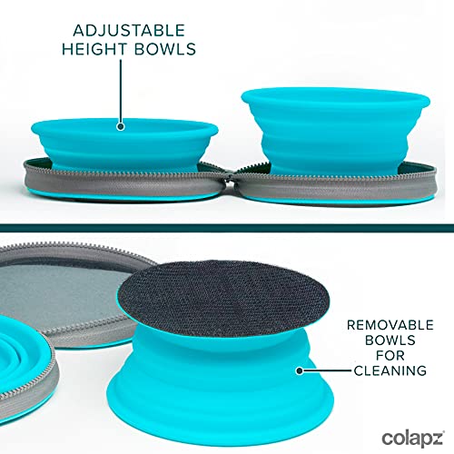 Dos tazones plegables para perros - Tazón de agua para perros - Tazón plegable con estuche de viaje - Azul