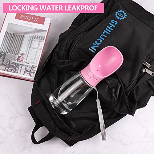 Dreamhigh Botella para Perros Portatil, 550ml Prueba de Fugas Dispensador de Agua Antibacteriano para Mascotas, Libre de BPA Gatos Botella (Rosa, 550ML)