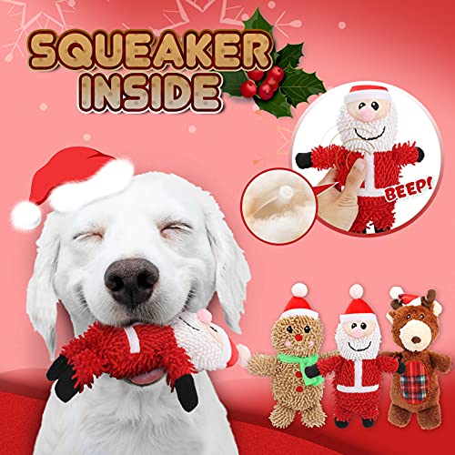 Dreamon Juguetes Navideños con Chillido para Perros, Juguetes de Algodón Duraderos Interactivos para Perros, Regalo Perro para Mascotas Pequeñas y Medianas, 3 PCS