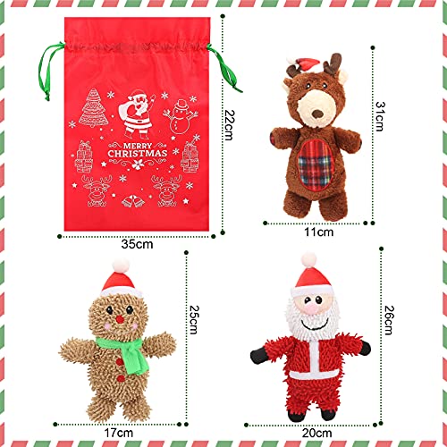 Dreamon Juguetes Navideños con Chillido para Perros, Juguetes de Algodón Duraderos Interactivos para Perros, Regalo Perro para Mascotas Pequeñas y Medianas, 3 PCS