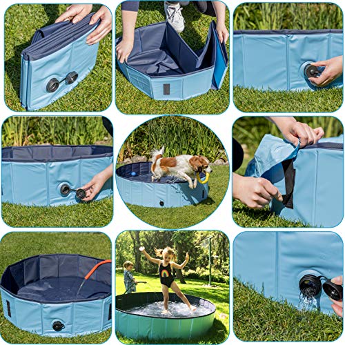 DreiWasser Piscina plegable para perros y mascotas, piscina al aire libre, plegable, antideslizante, de PVC duro, para mascotas grandes y Xtra perros grandes, niños, mascotas (120 cm x 30 cm)