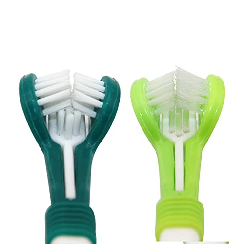 Dtaeye Cepillo Dientes Perro 10 Piezas Cepillo de Dientes de Triple Cabezal Cepillo de Dientes de Mascotas Kit Cepillos Dentales de Silicona Suave de Doble Cara para Mascotas Limpieza