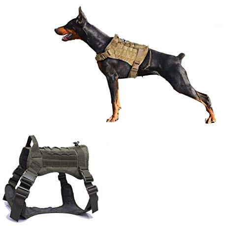 Ducomi Arnés Táctico Militar para Perro K9, Perros de Entrenamiento y de Trabajo - Arnés Chaleco para Perros Medianos, Grandes, Pastor Alemán, Pitbull, Rottweiler (Olive, XL)