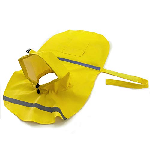 Ducomi Neón - Impermeable Perro Talla Pequeña, Media y Grande - Capa de lluvia para perros con cierre de velcro y bolsillo - Abrigo con banda reflectante y capucha ajustable (Neón Yellow, S)