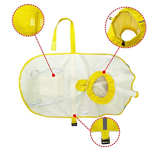 Ducomi Neón - Impermeable Perro Talla Pequeña, Media y Grande - Capa de lluvia para perros con cierre de velcro y bolsillo - Abrigo con banda reflectante y capucha ajustable (Neón Yellow, S)