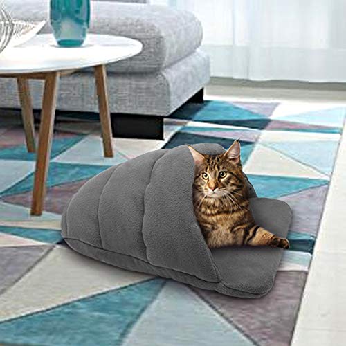 Ducomi Noble Cama para Perros y Gatos de Tamaño Mediano y Pequeño - Cama para Perro y Gato de Suave Forro Polar, Saco de Dormir para Animales, Cálido y Cómodo de Interior y Viaje