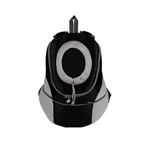 Ducomi® Pets Courmayeur - Mochila para el Transporte de Perros y Cachorros en Tejido Elástico y Transpirable de Malla (L, Negro)