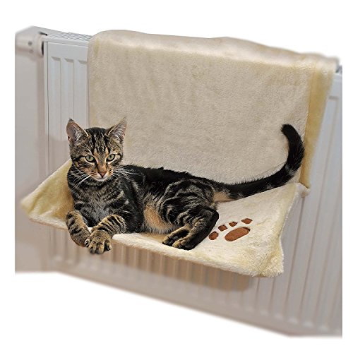 Ducomi Warmy - Cama Cálida para Gatos y Cachorros - Cama Colgable al Calentador con Suave y Cálida Manta de Peluche para Gatos de hasta 5 kg - Funda Extraíble y Lavable (Beige)