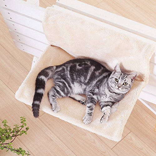 Ducomi Warmy - Cama Cálida para Gatos y Cachorros - Cama Colgable al Calentador con Suave y Cálida Manta de Peluche para Gatos de hasta 5 kg - Funda Extraíble y Lavable (Beige)