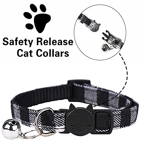 DUOXIN 2 Piezas Liberación rápida Collar de Gato, Collar Gato Reflectante Collares para Gatos con Cascabeles y Hebilla Seguro de Liberación Rápida Ajustable 19-32cm (Naranja)